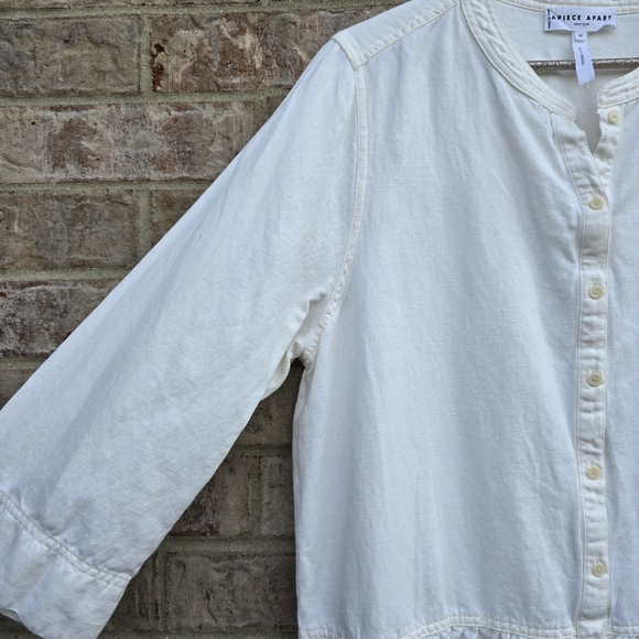 APIECE APART Maurino Dress Linen Blend Cream Tiered Shirtdress Button Up Size 2X - Picture 4 of 13